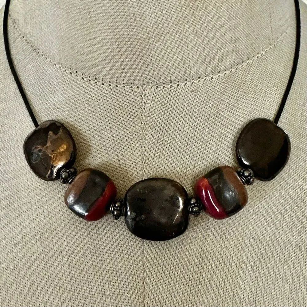 Artisan Ceramic & Sterling Silver Necklace